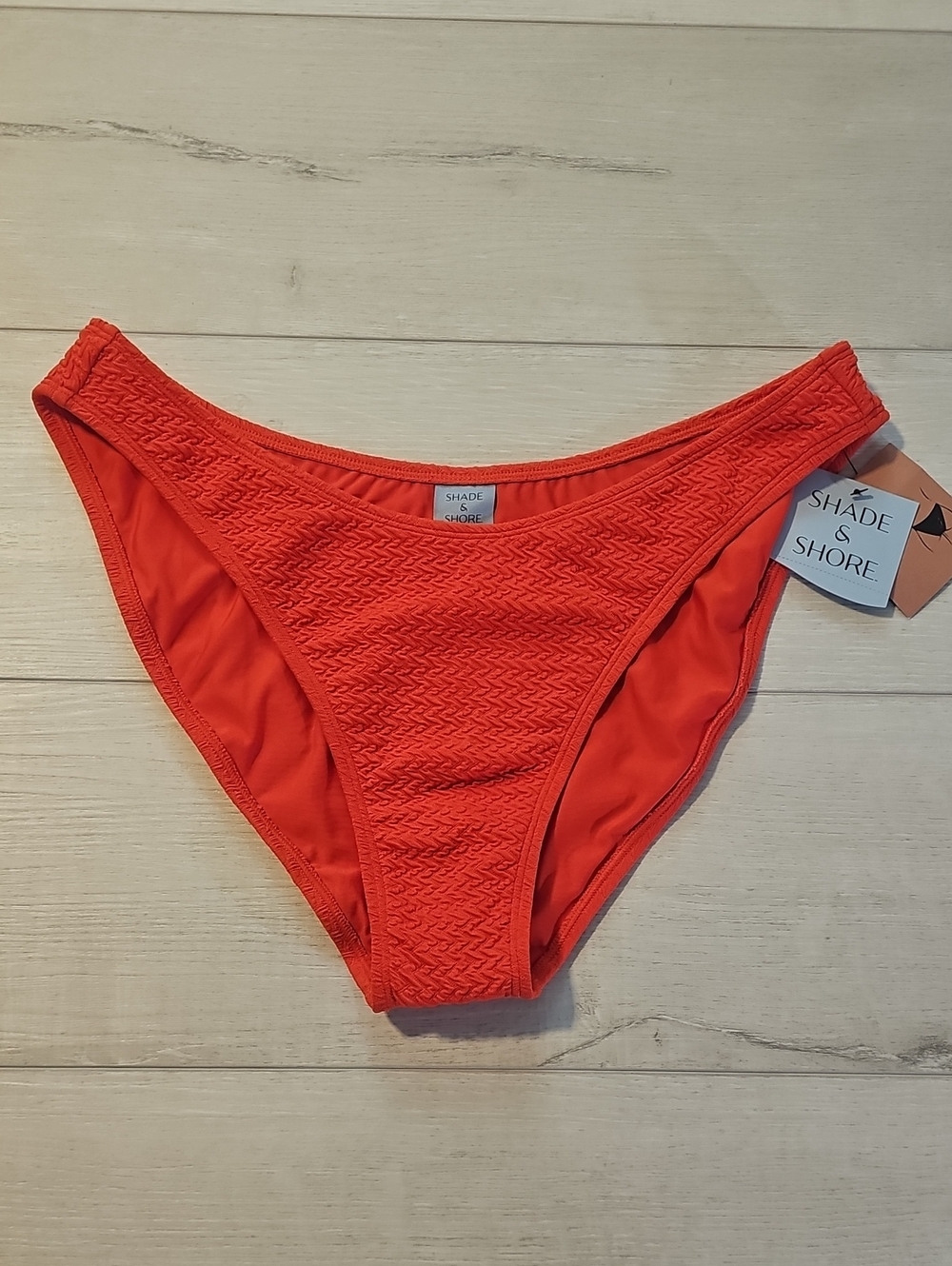 Shade & Shore Women's XL Jacquard Scoop Front Orange Bikini Bottom